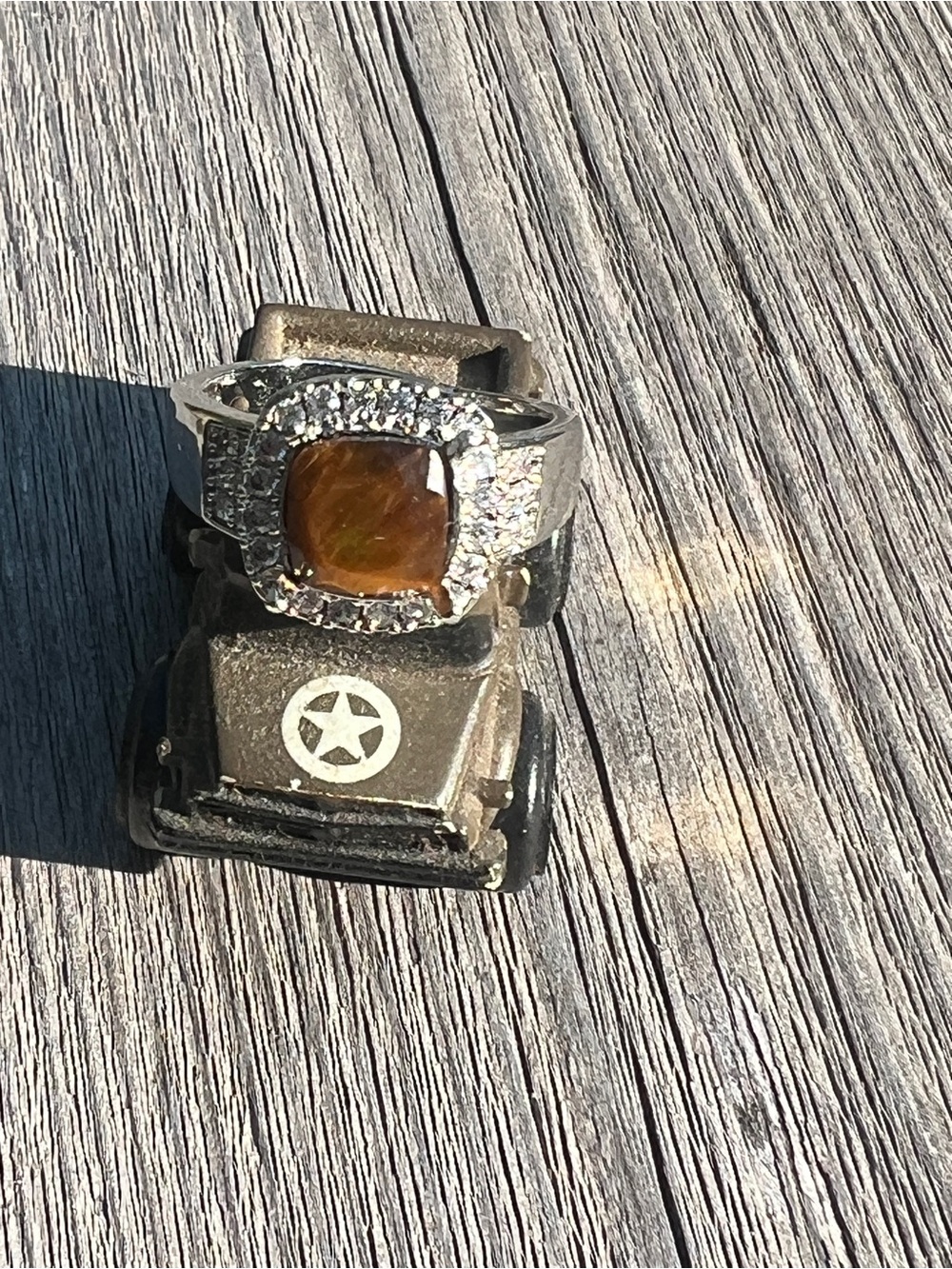 Beautiful Tiger’s Eye Ring set in adjustable silver toned ring